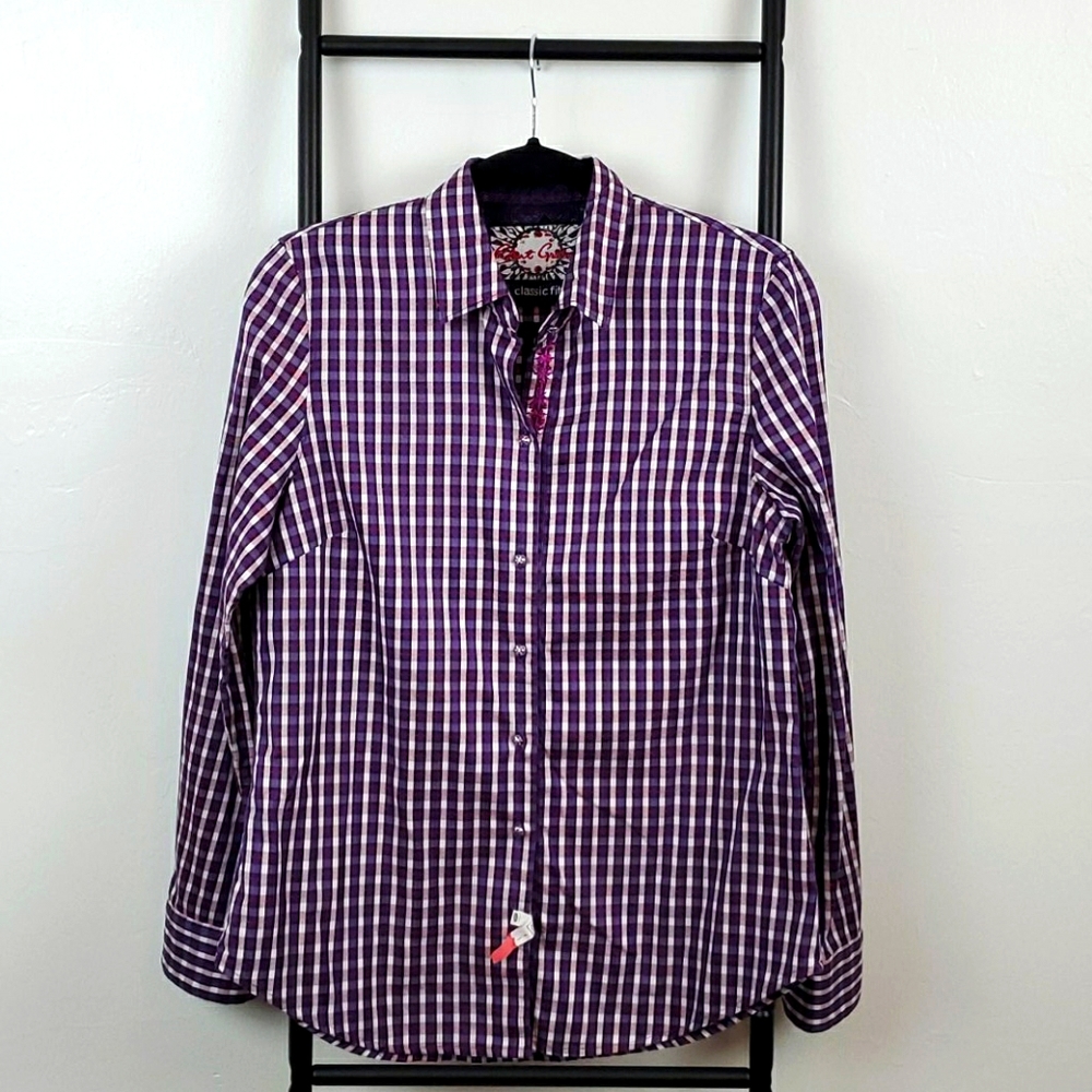 Robert Graham women top blouse buttons up size M